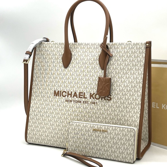 Michael Kors Large Mirella Tote Bag & Continental Wallet...